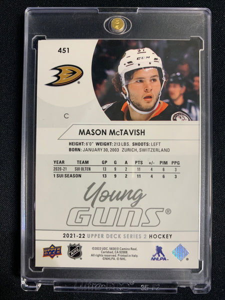 2021-22 UPPER DECK S2 HOCKEY #451 ANAHEIM DUCKS - MASON MCTAVISH YOUNG GUNS ROOKIE CARD