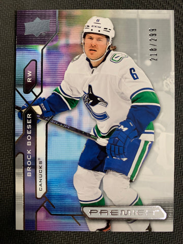 2021-22 UPPER DECK PREMIER HOCKEY #13 VANCOUVER CANUCKS - BROCK BOESER BASE #'D 218/299