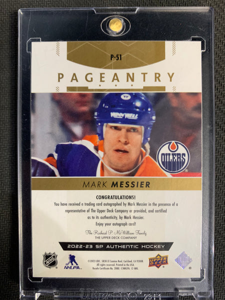 2022-23 UD SP AUTHENTIC HOCKEY #P-51 EDMONTON OILERS - MARK MESSIER PAGEANTRY ON CARD AUTO