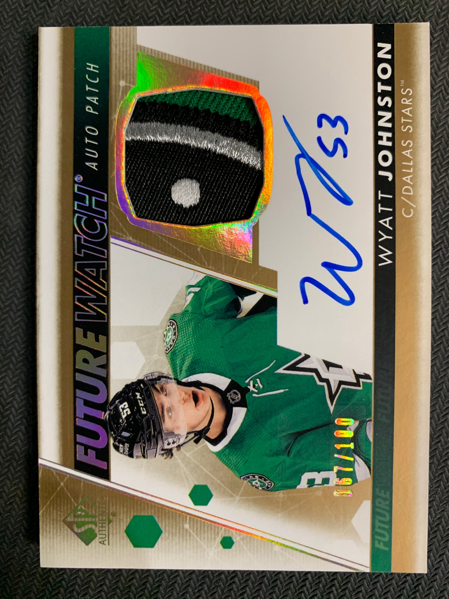 2022-23 UD SP AUTHENTIC HOCKEY #FWAP-WJ DALLAS STARS  - WYATT JOHNSTON FUTURE WATCH AUTO PATCH #'D 067/100