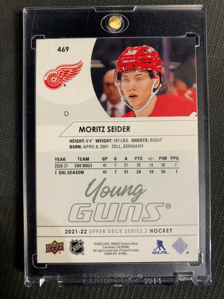 2021-22 UPPER DECK SERIES 2 HOCKEY #469 DETROIT RED WINGS - MORITZ SEIDER YOUNG GUNS ROOKIE CARD