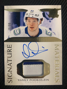 2021-22 UPPER DECK THE CUP HOCKEY #SP-VP VANCOUVER CANUCKS - VASILY PODKOLZIN ROOKIE SIGNATURE MATERIALS #'D 17/99