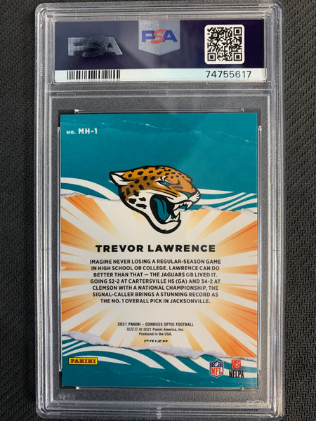 2021 DONRUSS OPTIC FOOTBALL #MH-1 JACKSONVILLE JAGUARS - TREVOR LAWRENCE MY HOUSE PRIZM GRADED PSA 10 GEM MINT