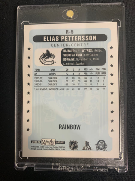 2021-22 UD O-PEE-CHEE PLATINUM HOCKEY #R-5 VANCOUVER CANUCKS - ELIAS PETTERSSON RETRO RAINBOW PARALLEL