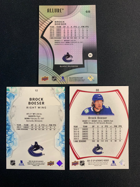 Copy of 2021-22 UPPER DECK  HOCKEY VANCOUVER CANUCKS - BROCK BOESER LOT OF 3