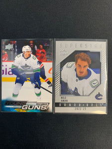 2022-23 UPPER DECK SERIES 2 HOCKEY VANCOUVER CANUCKS - NILS AMAN ROOKIE CARD LOT OF 2