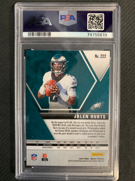 2020 Panini Contenders Clear Acetate #122 Jalen Hurts Signed Rookie Card  (#2/10) Jersey Number! - PSA GEM MT 10/DNA 10 - POP 1! on Goldin Auctions