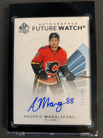 2017-18 UD SP AUTHENTIC HOCKEY #182 CALGARY FLAMES - ANDREW MANGIAPANE FUTURE WATCH AUTO NUMBERED 125/999