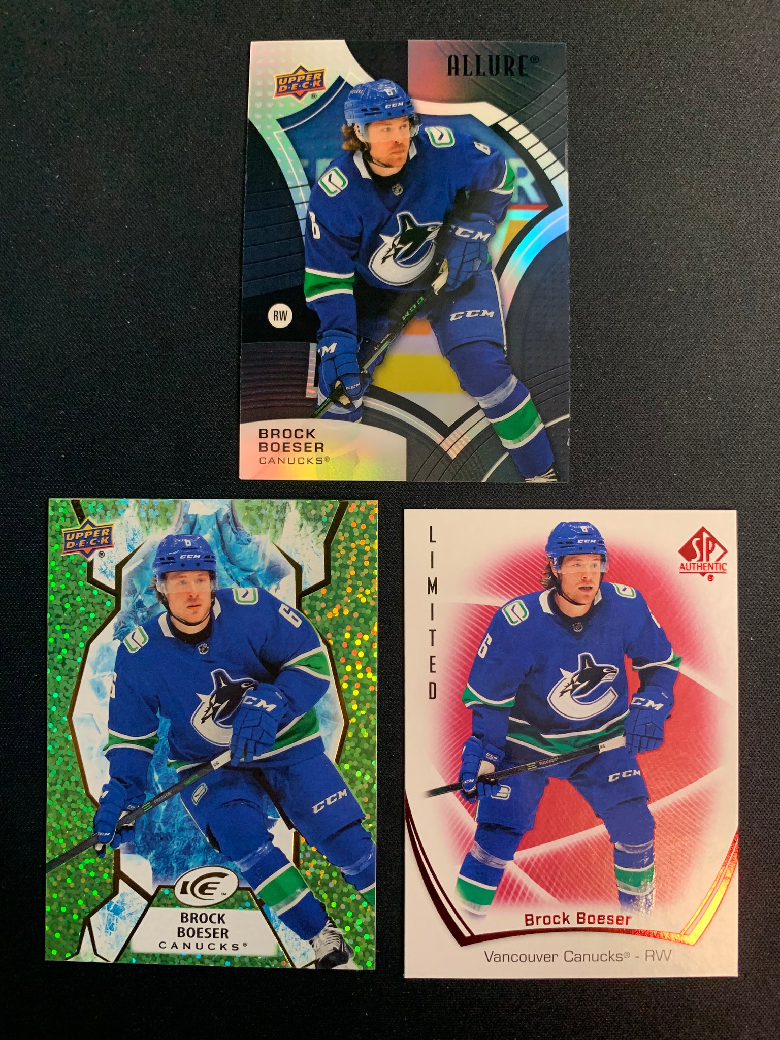 Copy of 2021-22 UPPER DECK  HOCKEY VANCOUVER CANUCKS - BROCK BOESER LOT OF 3