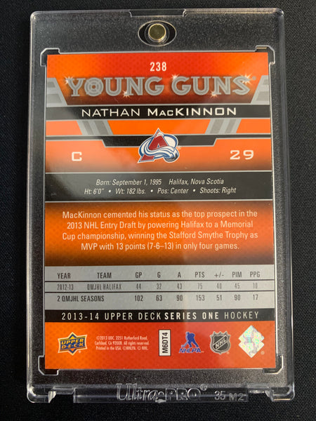 2013-14 UPPER DECK HOCKEY #238 COLORADO AVALANCHE - NATHAN MACKINNON YOUNG GUNS ROOKIE CARD