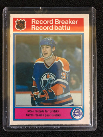 1982-83 O-PEE-CHEE HOCKEY #1 EDMONTON OILERS - WAYNE GRETZKY RECORD BREAKER CARD RAW