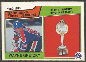 1983-84 O-PEE-CHEE HOCKEY #203 EDMONTON OILERS - WAYNE GRETZKY HART TROPHY WINNER CARD RAW