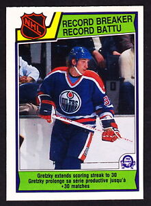 1983-84 O-PEE-CHEE HOCKEY #212 EDMONTON OILERS - WAYNE GRETZKY RECOED BREAKER CARD RAW