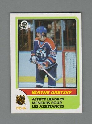 1986-87 O-PEE-CHEE HOCKEY #259 EDMONTON OILERS - WAYNE GRETZKY ASSISTS LEADER CARD RAW