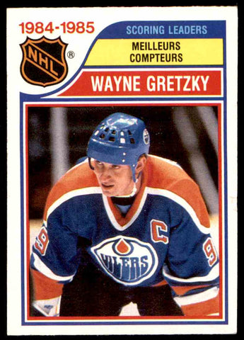 1985-86 O-PEE-CHEE HOCKEY #259 EDMONTON OILERS - WAYNE GRETZKY SCORING LEADER CARD RAW