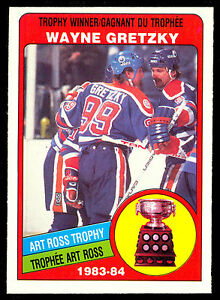 1984-85 O-PEE-CHEE HOCKEY #373 EDMONTON OILERS - WAYNE GRETZKY ART ROSS TROPHY WINNER CARD RAW