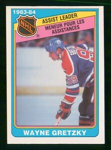 1984-85 O-PEE-CHEE HOCKEY #382 EDMONTON OILERS - WAYNE GRETZKY ASSISTS LEADER CARD RAW