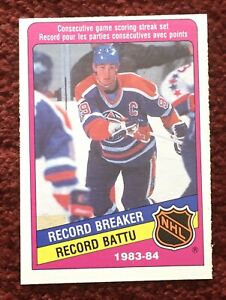 1984-85 O-PEE-CHEE HOCKEY #388 EDMONTON OILERS - WAYNE GRETZKY RECOED BREAKER CARD RAW