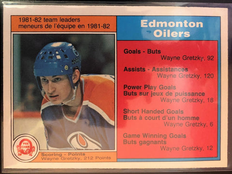 1982-83 O-PEE-CHEE HOCKEY #99 EDMONTON OILERS - WAYNE GRETZKY TEAM LEADER CARD RAW