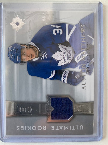 2016-17 UPPER DECK ULTIMATE HOCKEY #RRJ-AM TORONTO MAPLE LEAFS - AUSTON MATTHEWS ULTIMATE ROOKIES JERSEY ROOKIE CARD 40/99