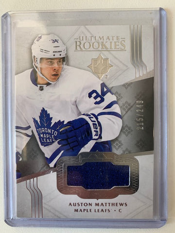 2016-17 UPPER DECK ULTIMATE HOCKEY #160 TORONTO MAPLE LEAFS - AUSTON MATTHEWS ULTIMATE ROOKIES JERSEY ROOKIE CARD 215/249