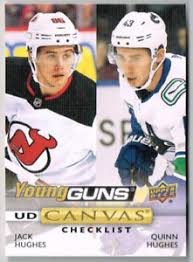 2019-20 UPPER DECK HOCKEY #C240 - JACK HUGHES/QUINN HUGHES YOUNG GUNS CHECKLIST CANVAS ROOKIE CARD