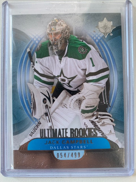 2013-14 UPPER DECK ULTIMATE COLLECTION HOCKEY #66 DALLAS STARS - JACK CAMPBELL ULTIMATE ROOKIE CARD/499