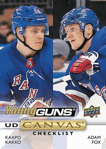 2019-20 UPPER DECK HOCKEY #C120 - ADAM FOX/KAAPO KAKKO YOUNG GUNS CHECKLIST CANVAS ROOKIE CARD