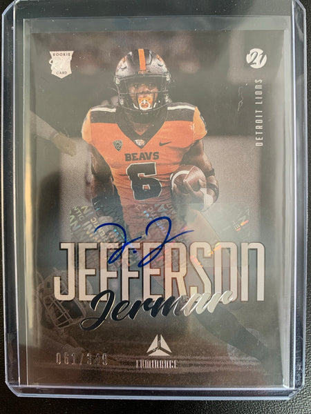 2021 PANINI LUMINANCE FOOTBALL #154 DETROIT LIONS - JERMAR JEFFERSON AUTOGRAPHED ROOKIE CARD SERIAL NUMBERED 061/349