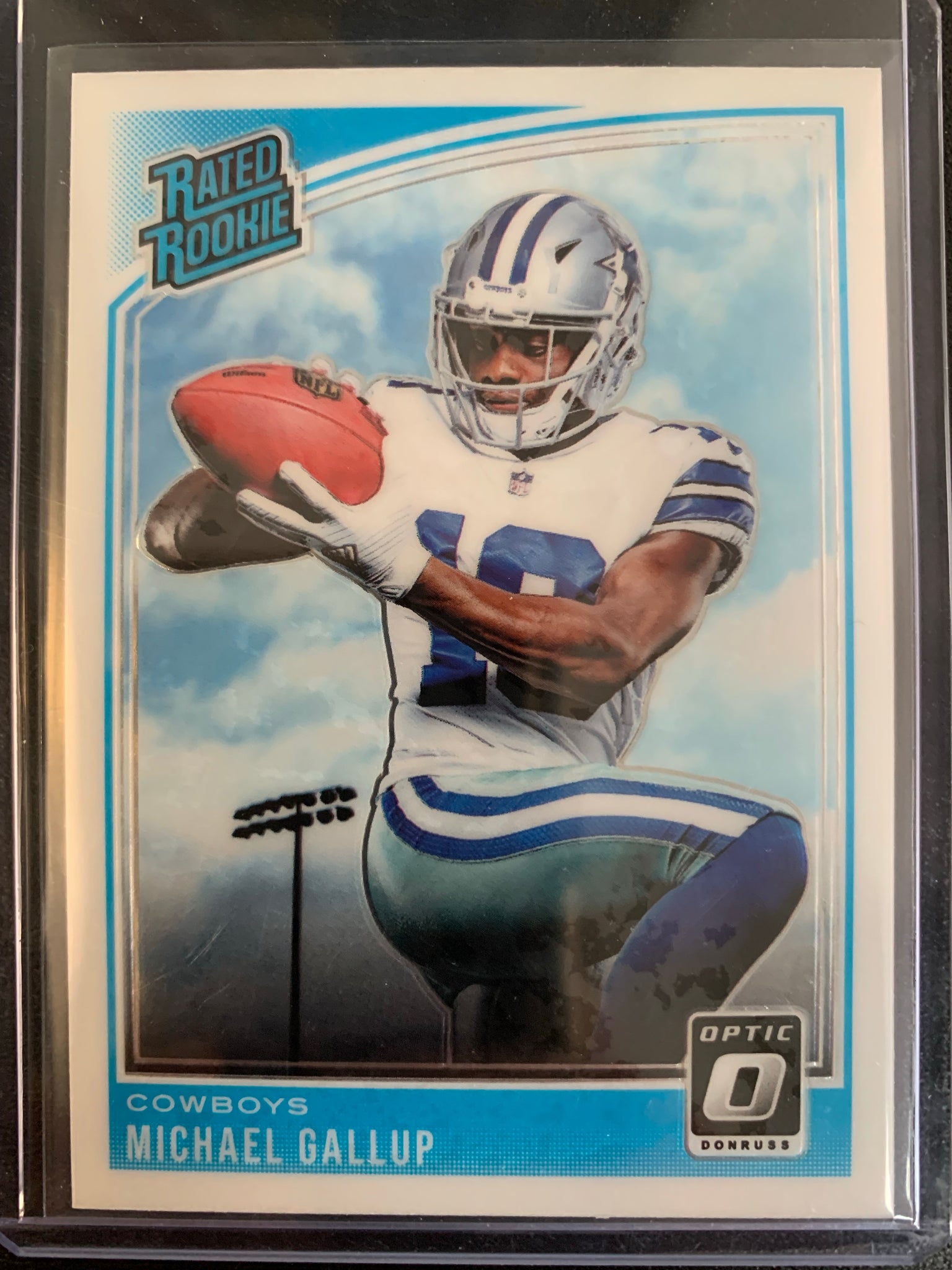 2018 PANINI DONRUSS OPTIC FOOTBALL #174 DALLAS COWBOYS - MICHAEL GALLUP "RATED ROOKIE" ROOKIE CARD