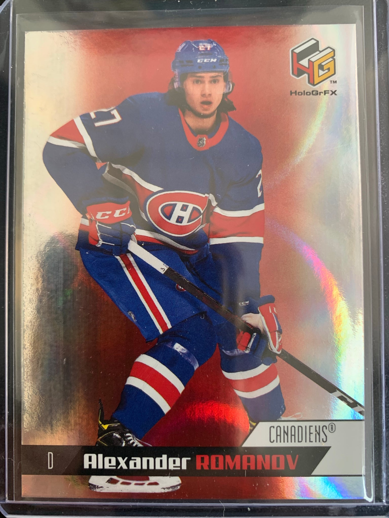 2020-21 UPPER DECK EXTENDED HOCKEY #HG-13 MONTREAL CANADIENS - ALEXANDER ROMANOV HOLOGR-FX INSERT ROOKIE CARD