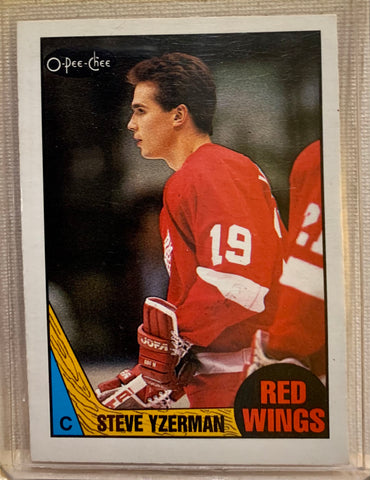 1987-88 O-PEE-CHEE HOCKEY #56 DETROIT RED WINGS - STEVE YZERMAN CARD RAW