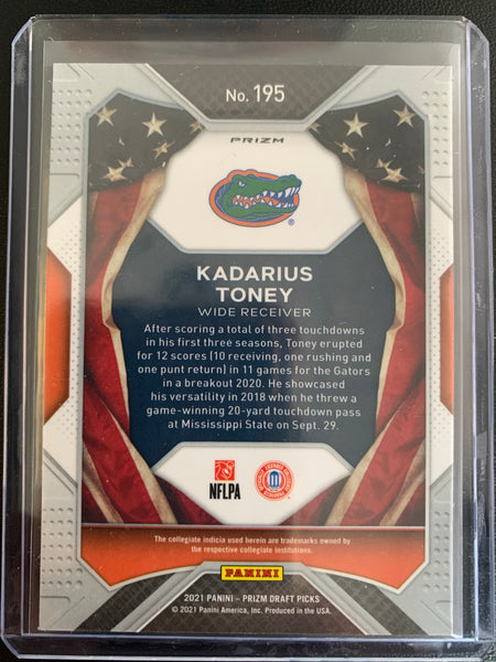 2021 PANINI PRIZM DRAFT PICKS FOOTBALL #195 NEW YORK GIANTS - KADARIUS TONEY SILVER PRIZM PARALLEL ALL-AMERICANS ROOKIE CARD