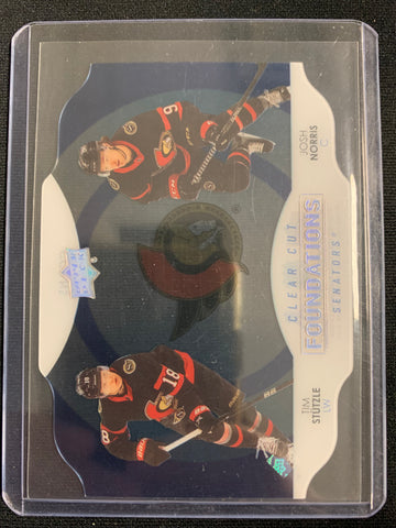 2021-22 UPPER DECK S1 HOCKEY #CCF-NS OTTAWA SENATORS - JOSH NORRIS / TIM STUTZLE CLEAR CUT FOUNDATIONS SP INSERT