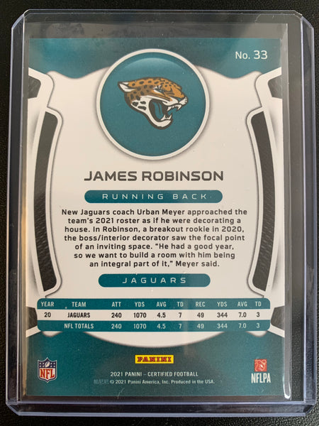 2021 PANINI CERTIFIED FOOTBALL #33 JACKSONVILLE JAGUARS - JAMES ROBINSON BASE SP PARALLEL NUMBERED 147/299