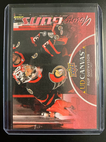 2021-22 UPPER DECK S1 HOCKEY #C93 OTTAWA SENATORS - FILIP GUSTAVSSON RED CANVAS YOUNG GUNS ROOKIE CARD