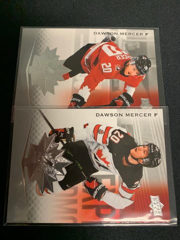 2021 UPPER DECK TEAM CANADA JUNIORS HOCKEY LOT - DAWSON MERCER 2 CARD LOT #10 & #87