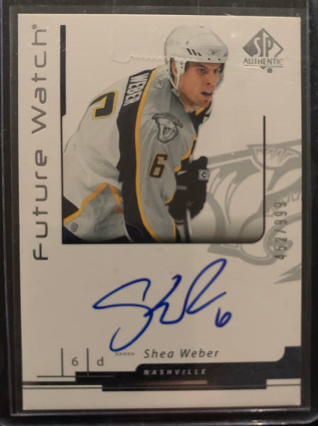 2006-07 SP AUTHENTIC HOCKEY #187 NASHVILLE PREDATORS - SHEA WEBER AUTOGRAPHED ROOKIE CARD RAW