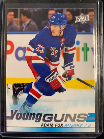 2019-20 UPPER DECK HOCKEY #228 NEW YORK RANGERS - ADAM FOX YOUNG GUNS ROOKIE CARD