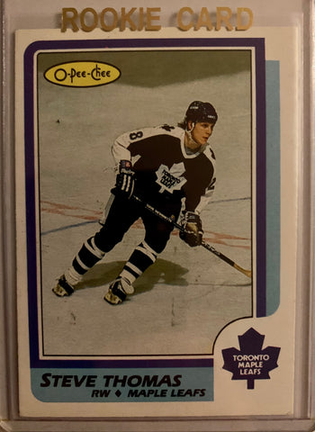 1986-87 O-PEE-CHEE HOCKEY #245 TORONTO MAPLE LEAFS - STEVE THOMAS ROOKIE CARD RAW