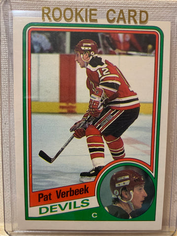 1984-85 O-PEE-CHEE HOCKEY #121 NEW JERSEY DEVILS - PAT VERBEEK ROOKIE CARD RAW