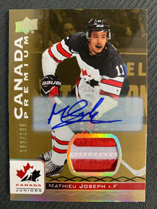 2017 UPPER DECK TEAM CANADA JUNIORS #11 - MATHIEU JOSEPH PREMIUM PATCH AUTOGRAPH #'D183/199