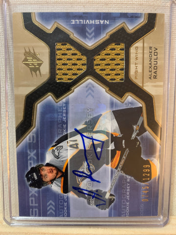 2006-07 SPX HOCKEY #195 NASHVILLE PREDATORS - ALEXANDER RADULOV SPX AUTOGRAPHED JERSEY ROOKIE CARD RAW