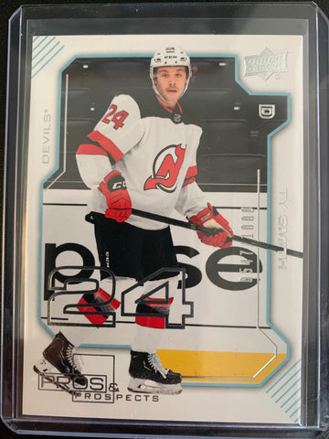 2020-21 UPPER DECK EXTENDED HOCKEY #PP-35 NEW JERSEY DEVILS - TY SMITH PROS & PROSPECTS ROOKIE CARD NUMBERED 0547/1000