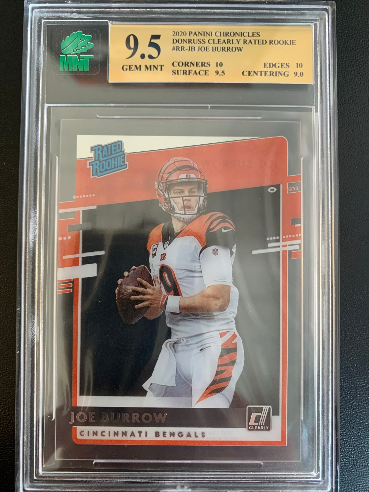 2020 PANINI CHRONICLES FOOTBALL #RR-JB CINCINNATI BENGALS - JOE BURROW CLEARLY DONRUSS RATED ROOKIE CARD GRADED MNT 9.5 GEM MINT