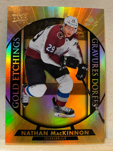 2020-21 TIM HORTONS HOCKEY #G-5 COLORADO AVALANCHE - GOLD ETCHINGS NATHAN MACKINNON CARD RAW