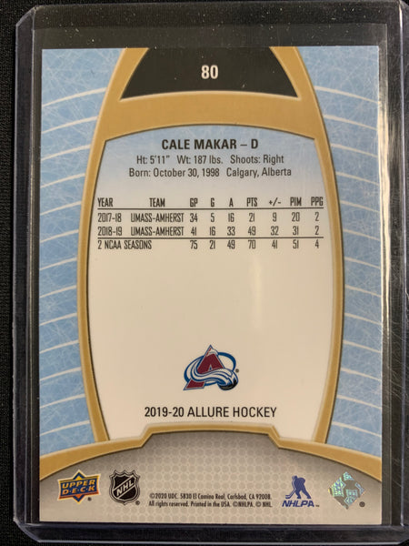 2019-20 UPPER DECK ALLURE HOCKEY #80 COLORADO AVALANCHE - CALE MAKAR BASE ROOKIE CARD