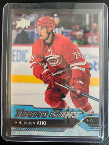 2016-17 UPPER DECK HOCKEY #210 CAROLINA HURRICANES - SEBASTIAN AHO YOUNG GUNS ROOKIE CARD