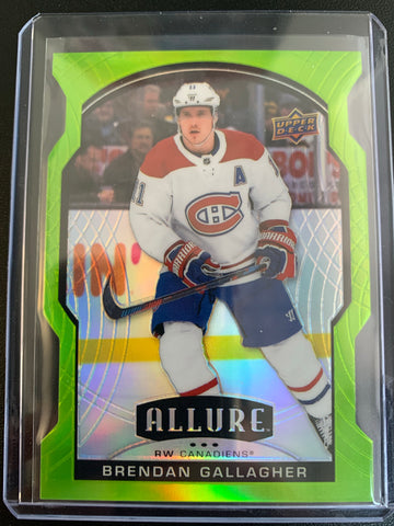 2020-21 UPPER DECK ALLURE HOCKEY #2 MONTREAL CANADIENS - BRENDAN GALLAGHER GREEN QUARTZ SP VARIATION 15/99