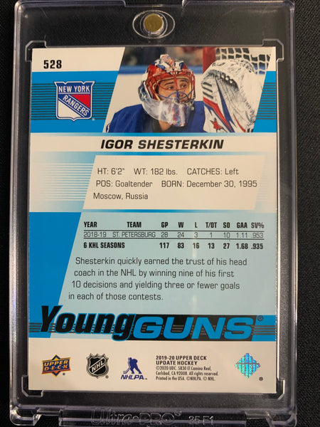 2019-20 UPPER DECK UPDATE HOCKEY #528 NEW YORK RANGERS - IGOR SHESTERKIN YOUNG GUNS ROOKIE CARD - MINT!